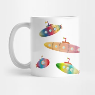 four enchanting colorful submarines with portholes Mug